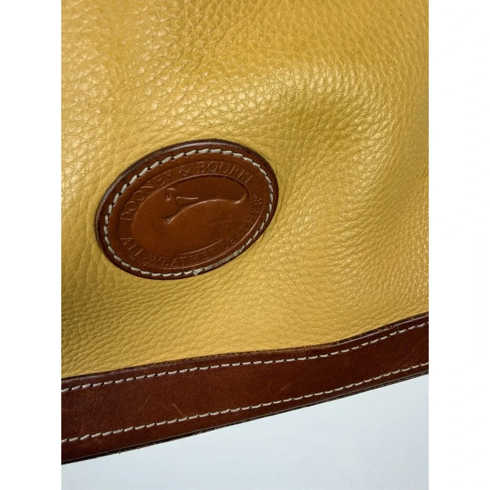 Dooney & Bourke Purse Pebble Leather Zip Satchel Shoulder Bag Mustard Yellow
